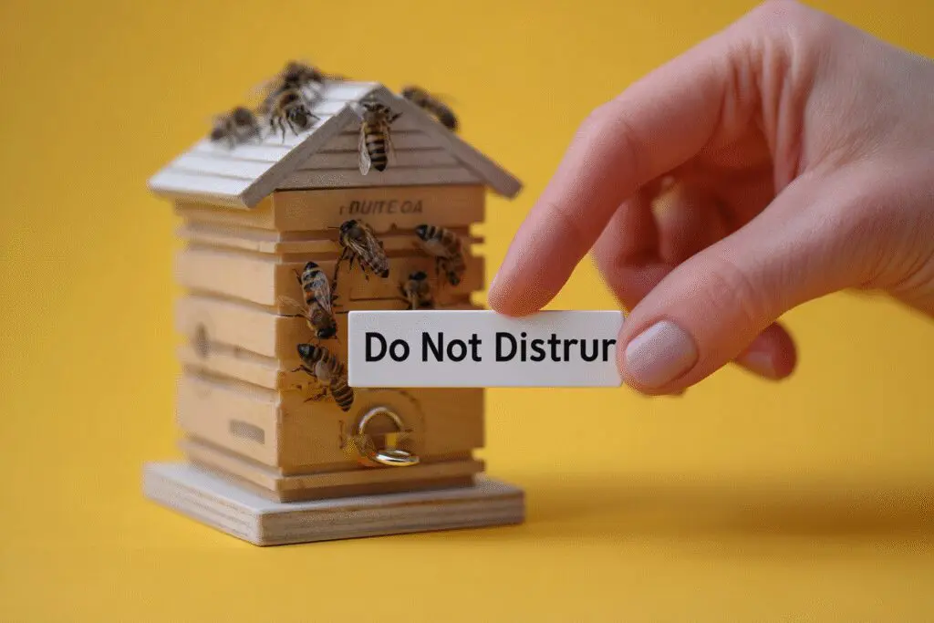 A Do Not Disturb sign on a beehive a visual guide for the FAQ on how to pause Bumble account