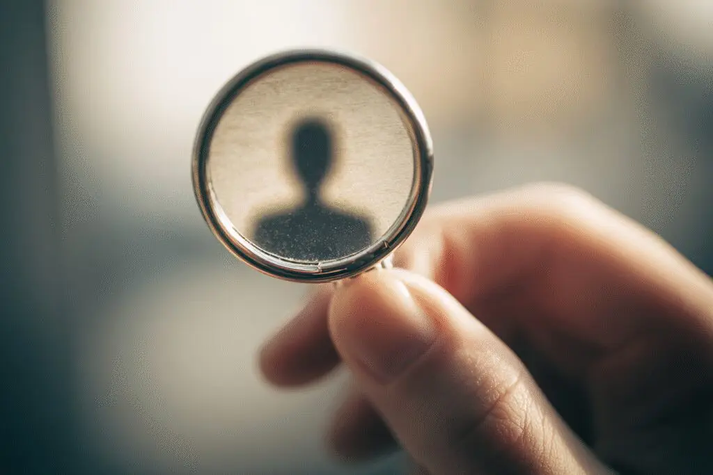 A blurry reflection of a profile in a mirror illustrating the FAQ on why am I not getting likes on Hinge