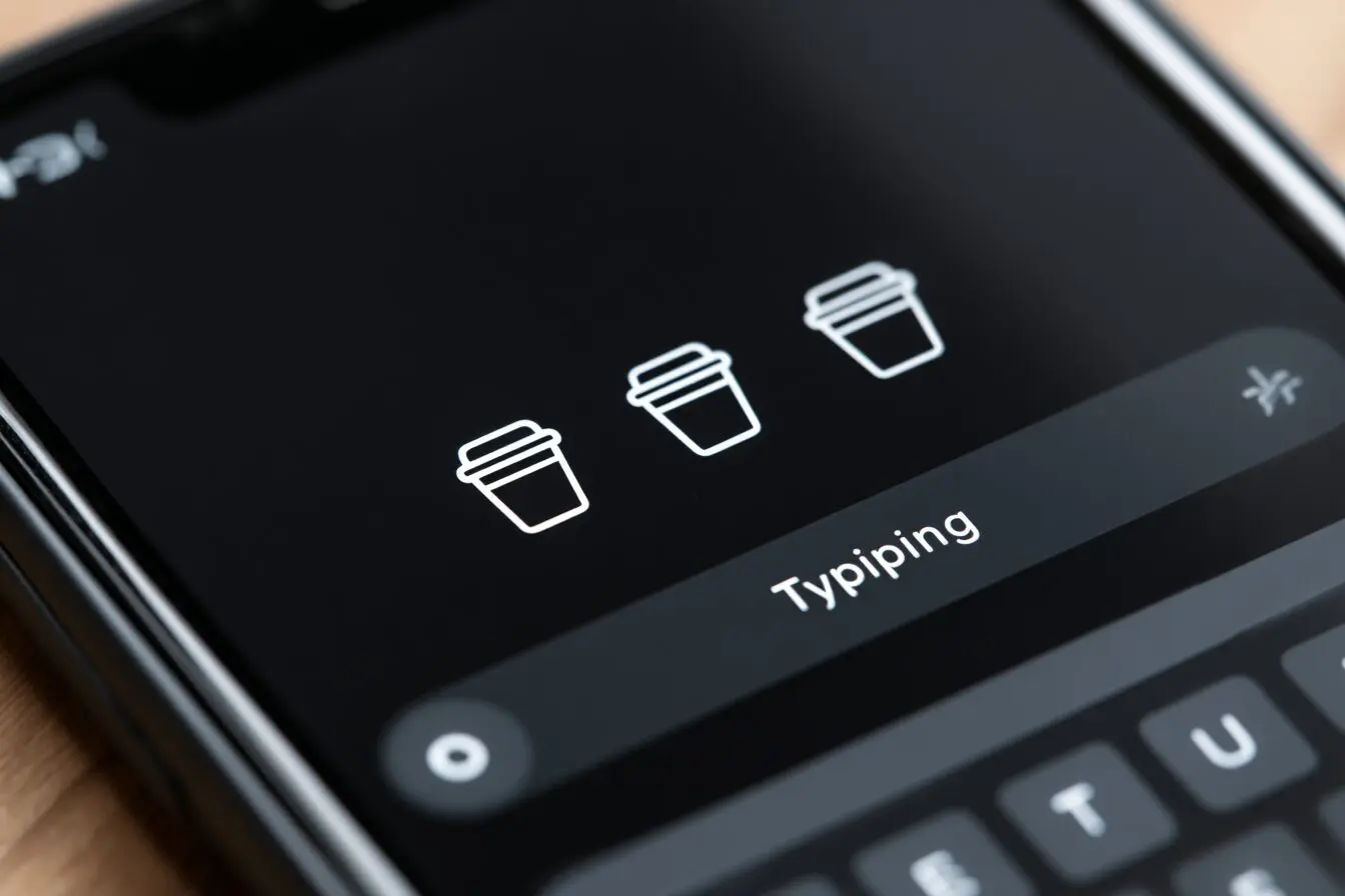 A chat message with coffee cup icons a tip for how to ask a girl out on Hinge
