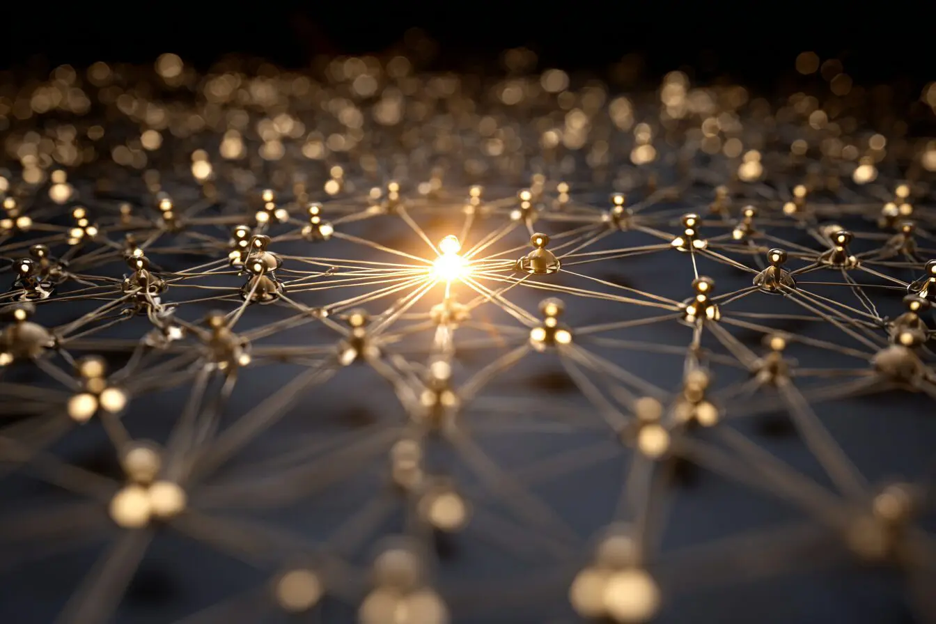 A complex network diagram showing a perfect match explaining how does Hinge algorithm work
