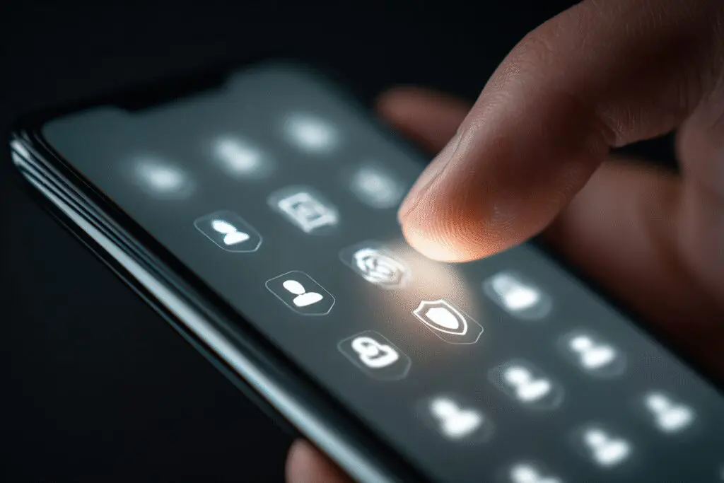 A finger blocking a contact on a phone illustrating can you block contacts on Hinge