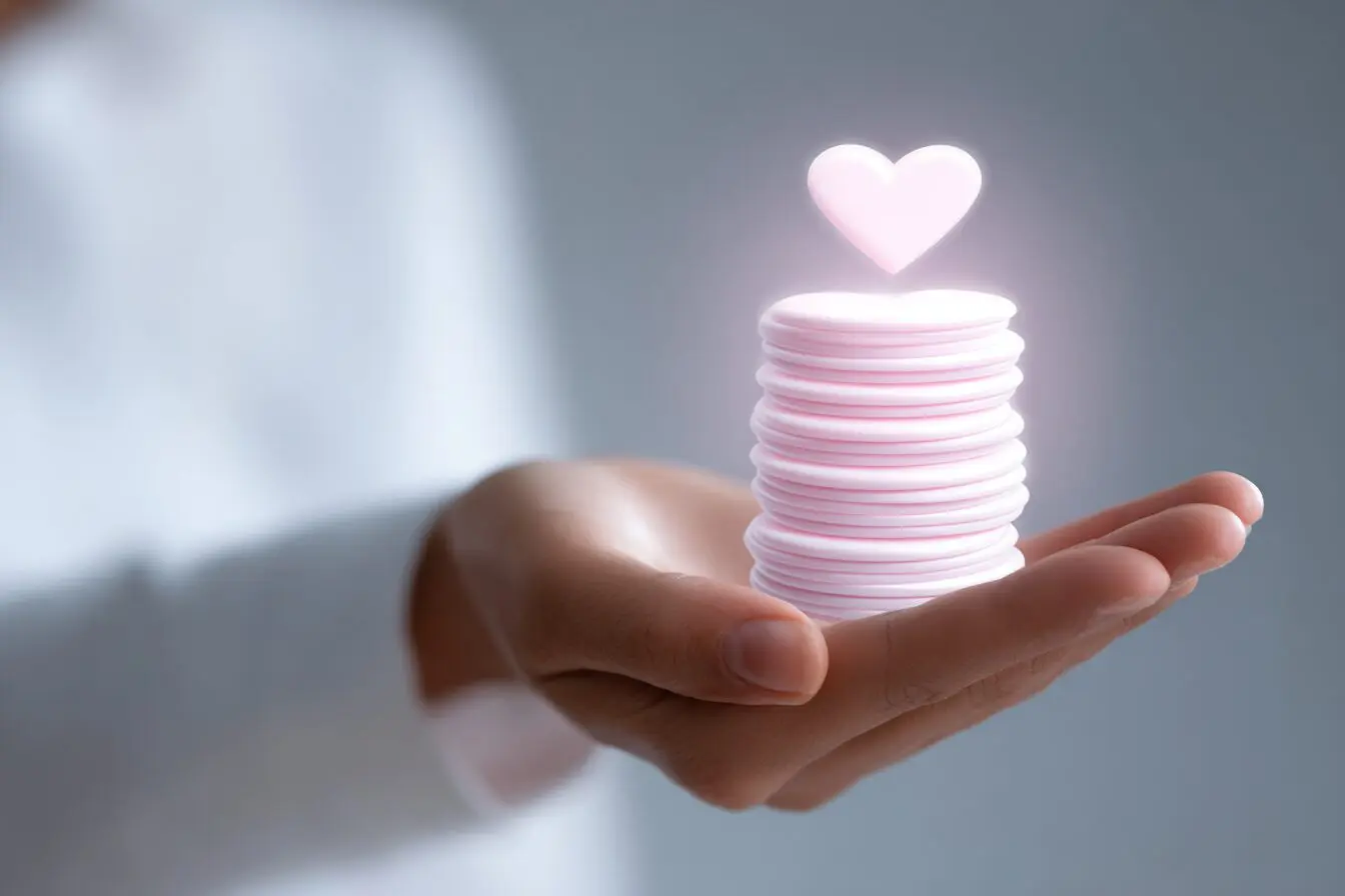 A hand holding a limited number of heart tokens answering how many likes do you get on Hinge a day