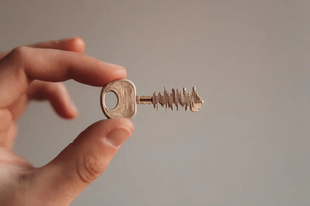 A key made of a soundwave a metaphor for what to say on Hinge