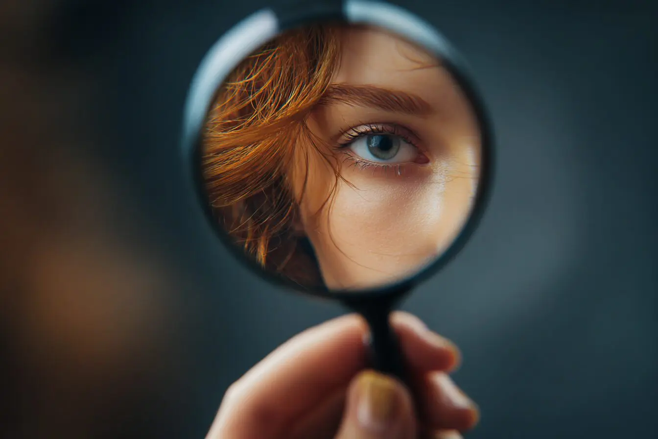 A magnifying glass revealing a mannequin a red flag for how to tell if a Hinge profile is fake