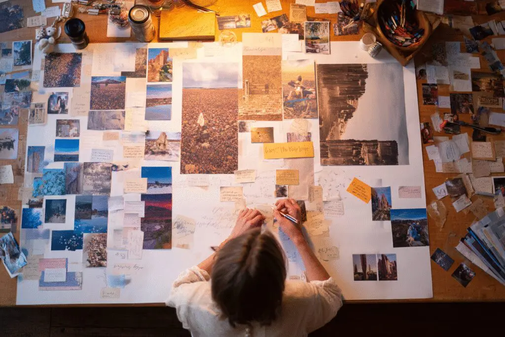 A person creating a profile like a collage answering the FAQ on what does a Hinge profile look like