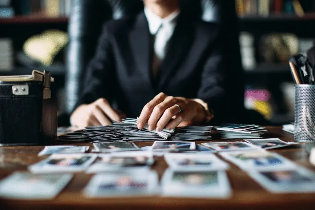 A person sorting profile cards into yes and no piles answering the FAQ on how to swipe on Bumble - Dating Man Secrets - Psychology Attraction Tips Revealed A person sorting profile cards into yes and no piles answering the FAQ on how to swipe on Bumble