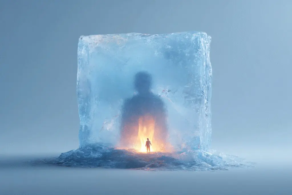 A profile icon frozen in ice that is slowly melting a metaphor for the FAQ on how long does a Hinge ban last - Dating Man Secrets - Psychology Attraction Tips Revealed A profile icon frozen in ice that is slowly melting a metaphor for the FAQ on how long does a Hinge ban last