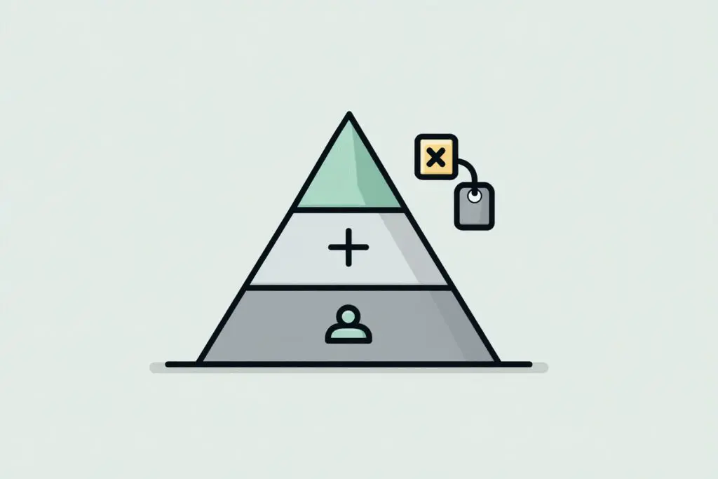 A pyramid of subscription tiers illustrating the answer to the FAQ on how much does Hinge cost