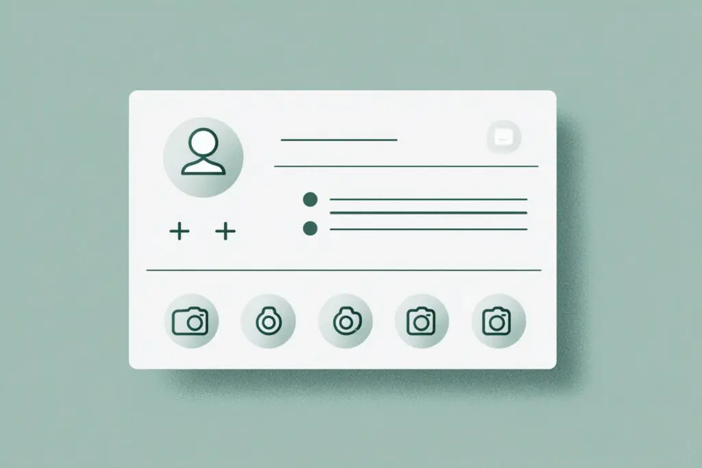 A recipe card with 6 camera icons answering the FAQ on how many pictures do you need for Hinge