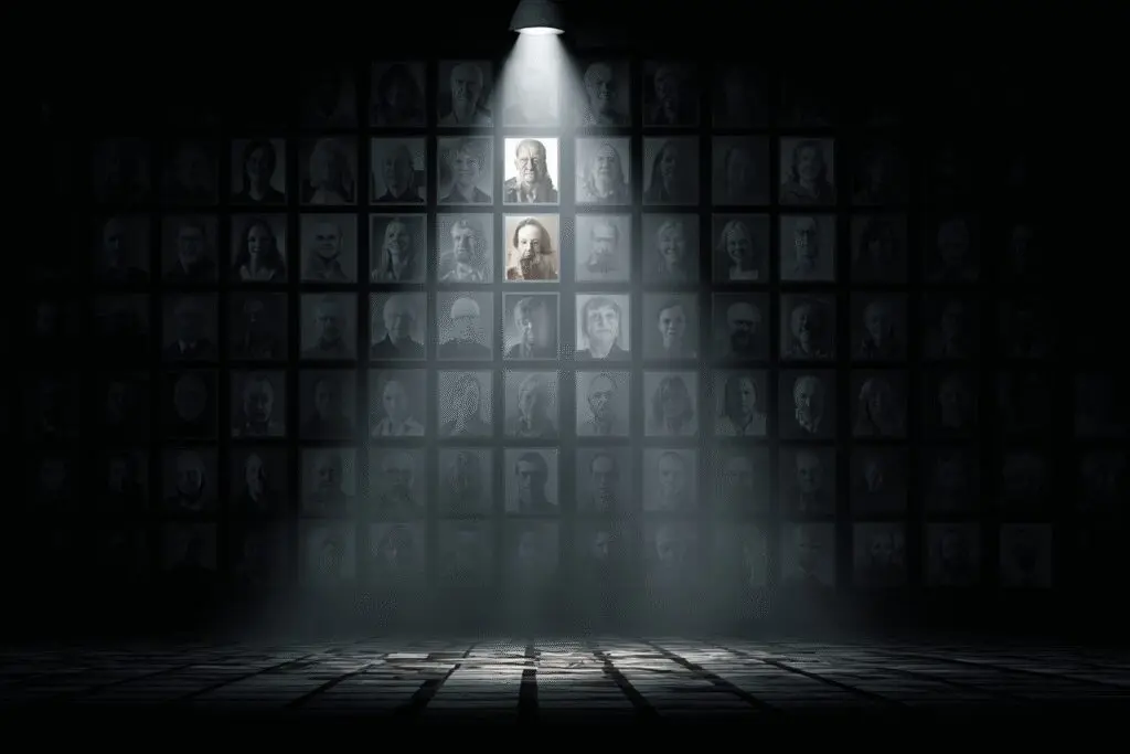 A single profile spotlighted in a crowd illustrating what are Hinge Standouts