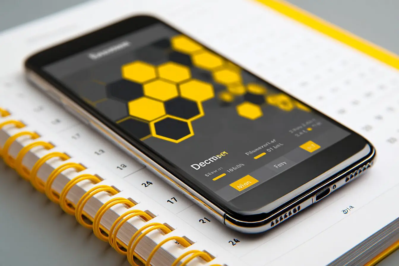 A smartphone on a calendar page from December 2014 answering when did Bumble come out