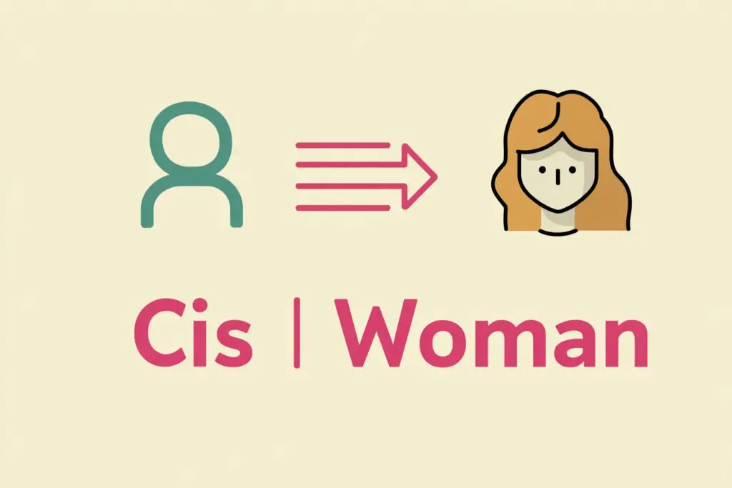 An infographic for the FAQ What does Cis Woman mean on Bumble clearly linking the gender symbol to the term