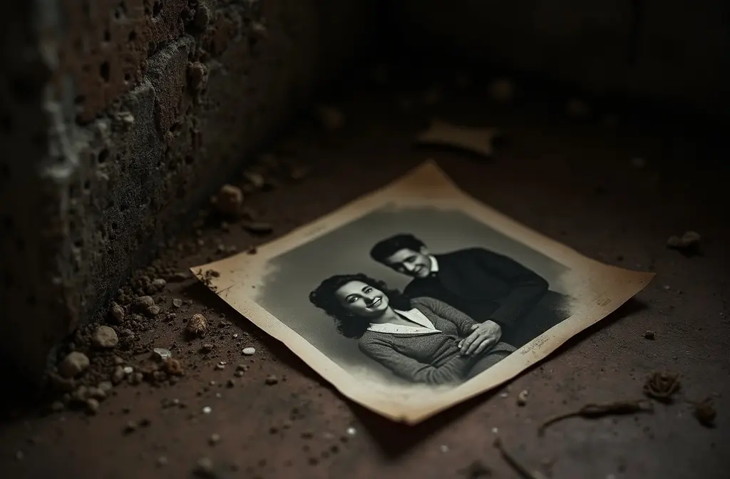 a faded face-down photo in a dusty attic symbolizing a relationship that is definitively over