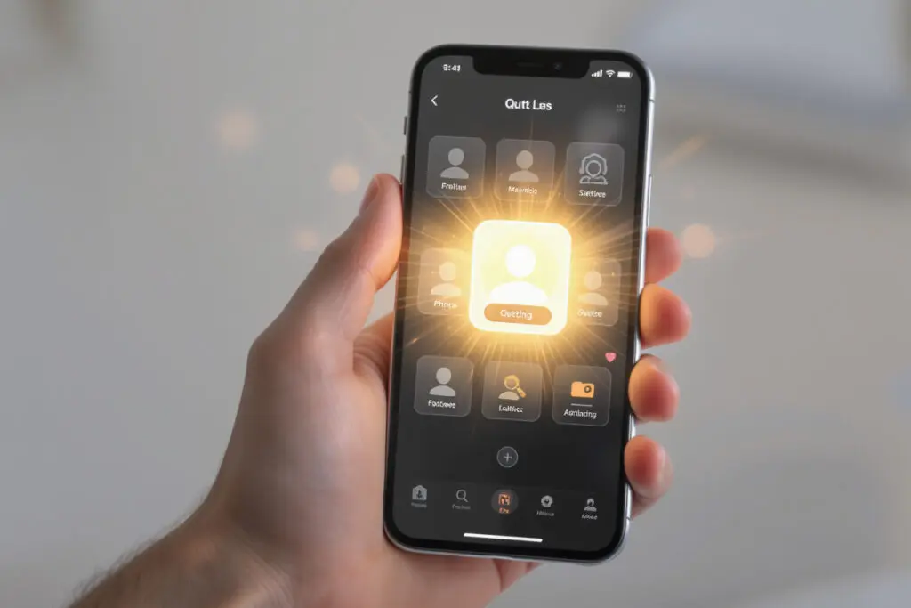 a glowing golden profile card on a smartphone screen symbolizing the question is bumble premium worth it
