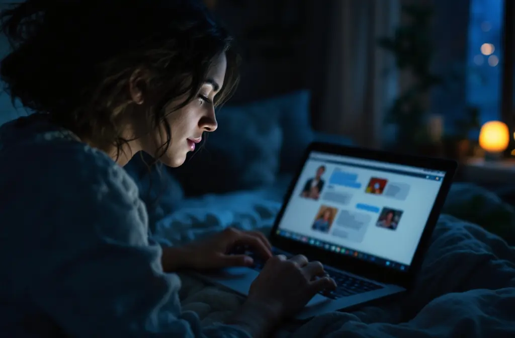 a person engaged in an overly personal and secretive online chat demonstrating an example of what is micro cheating