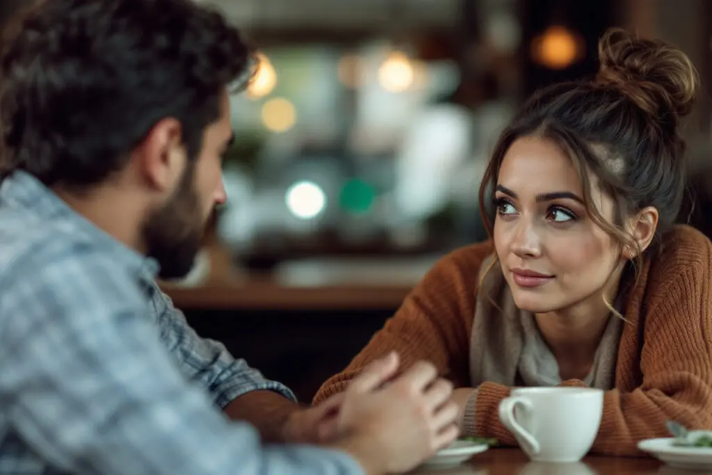 a photo showing active listening and emotional support is how to make a man fall in love with you