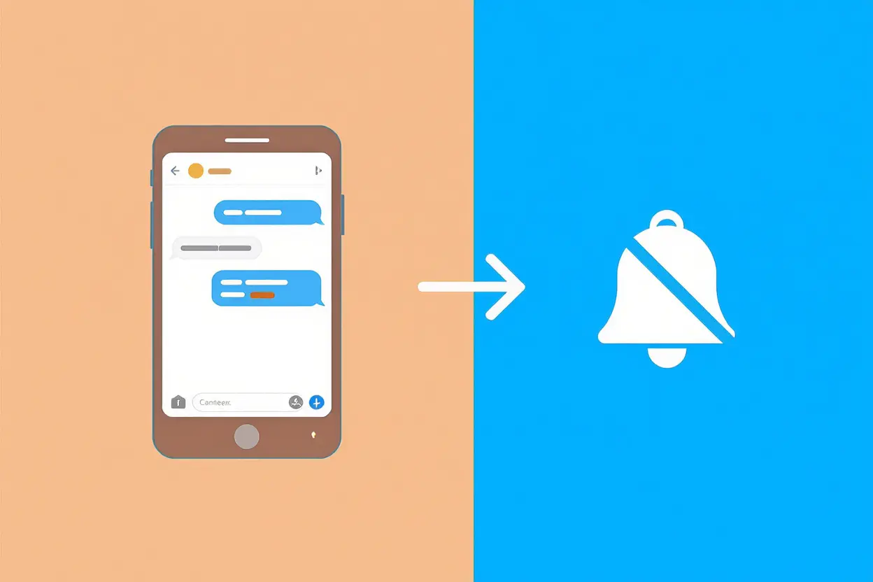 a screenshot icon next to a crossed-out notification bell illustrating that bumble does not alert screenshots