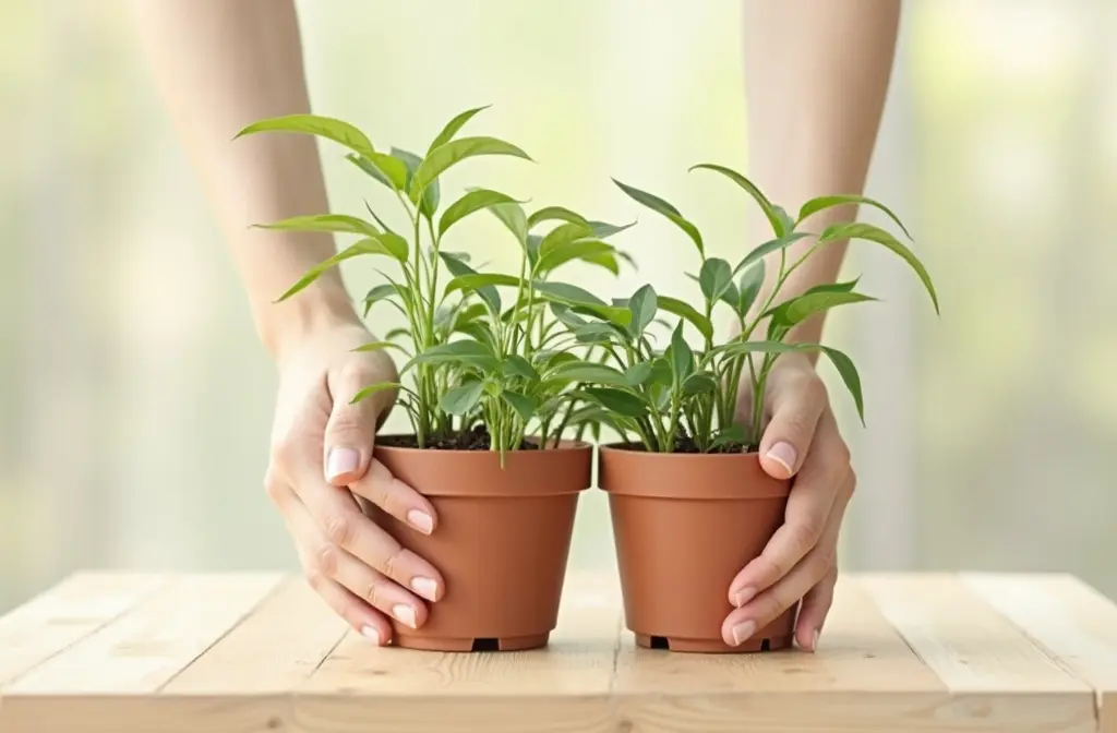 a symbolic image about how to reset a relationship showing two pairs of hands carefully untangling two plants to represent a gentle new beginning