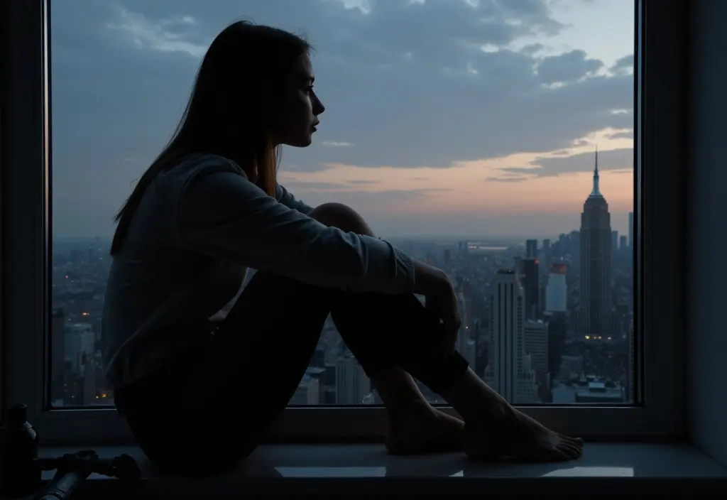 a woman looking out a window with a hopeful longing expression capturing the feeling of i want a boyfriend so bad