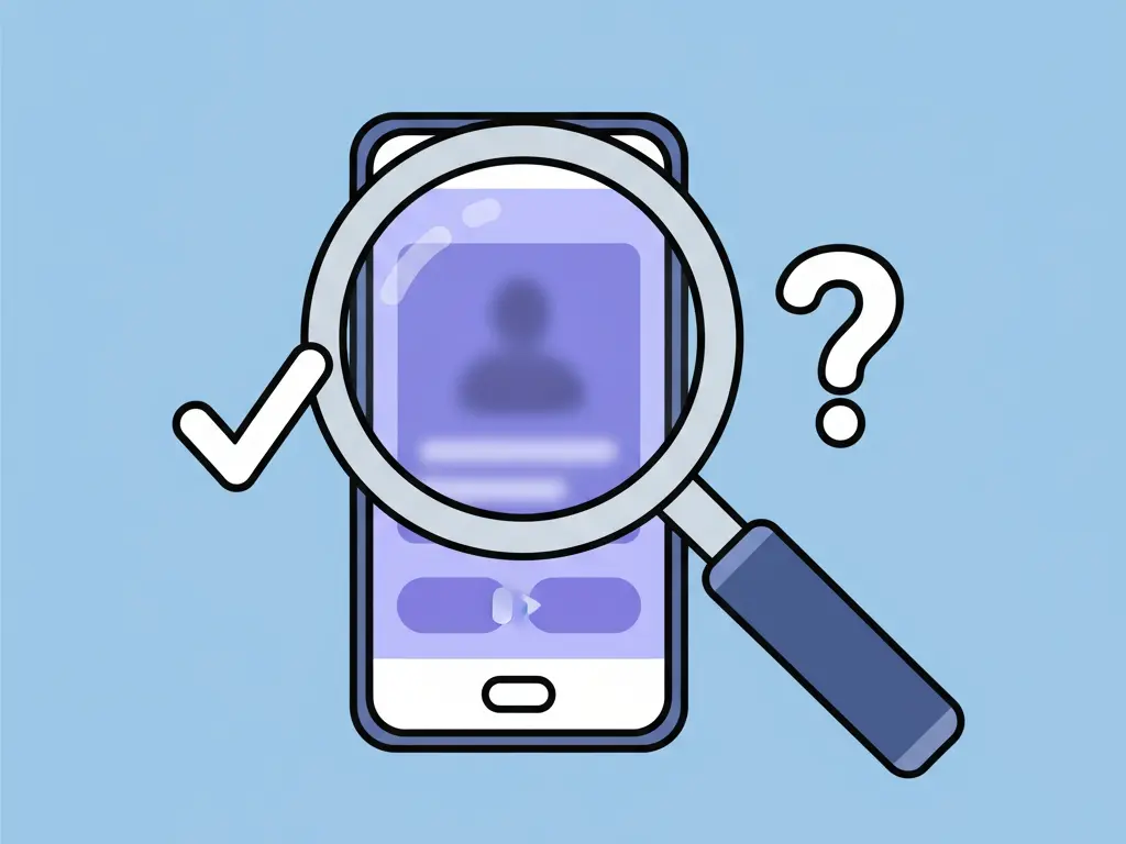 an image symbolizing a review of the badoo dating app featuring a magnifying glass closely examining the apps interface to evaluate its quality