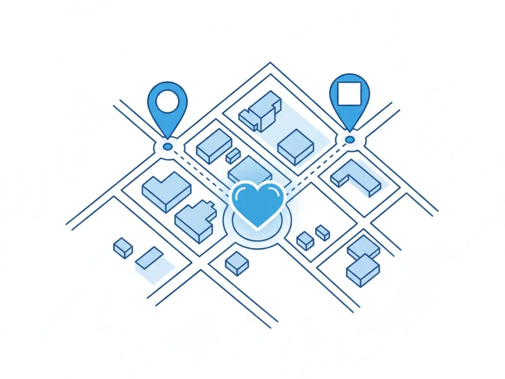 an infographic showing how happn works with two location pins on a map whose paths cross and form a heart icon to symbolize a connection - Dating Man Secrets - Psychology Attraction Tips Revealed an infographic showing how happn works with two location pins on a map whose paths cross and form a heart icon to symbolize a connection