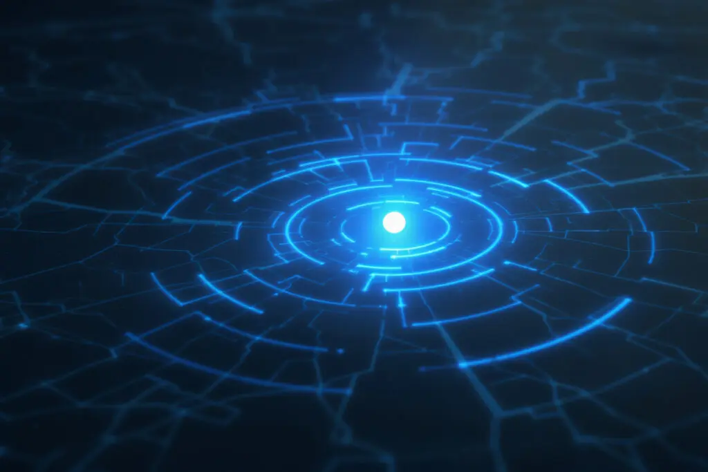 pulsing rings from a location dot on a map illustrating how often does bumble update location