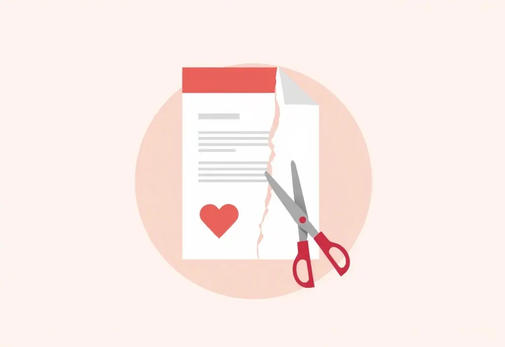 scissors cutting a subscription with a heart on it illustrating how to cancel eharmony