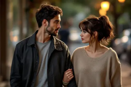 a woman hesitating to accept a mans gesture of affection illustrating the challenge of dating a guarded woman - Dating Man Secrets - Psychology Attraction Tips Revealed a woman hesitating to accept a mans gesture of affection illustrating the challenge of dating a guarded woman