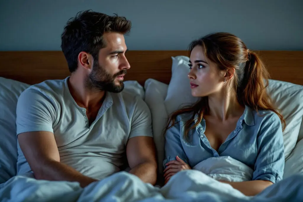 a woman with a complex thoughtful expression listening to her partner symbolizing the internal question do women care about body count - Dating Man Secrets - Psychology Attraction Tips Revealed a woman with a complex thoughtful expression listening to her partner symbolizing the internal question do women care about body count