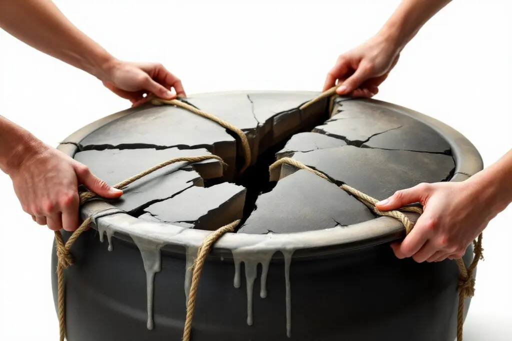 two hands working together to carefully bind a cracked pot with ropes symbolizing the collaborative effort to rebuild trust - Dating Man Secrets - Psychology Attraction Tips Revealed two hands working together to carefully bind a cracked pot with ropes symbolizing the collaborative effort to rebuild trust