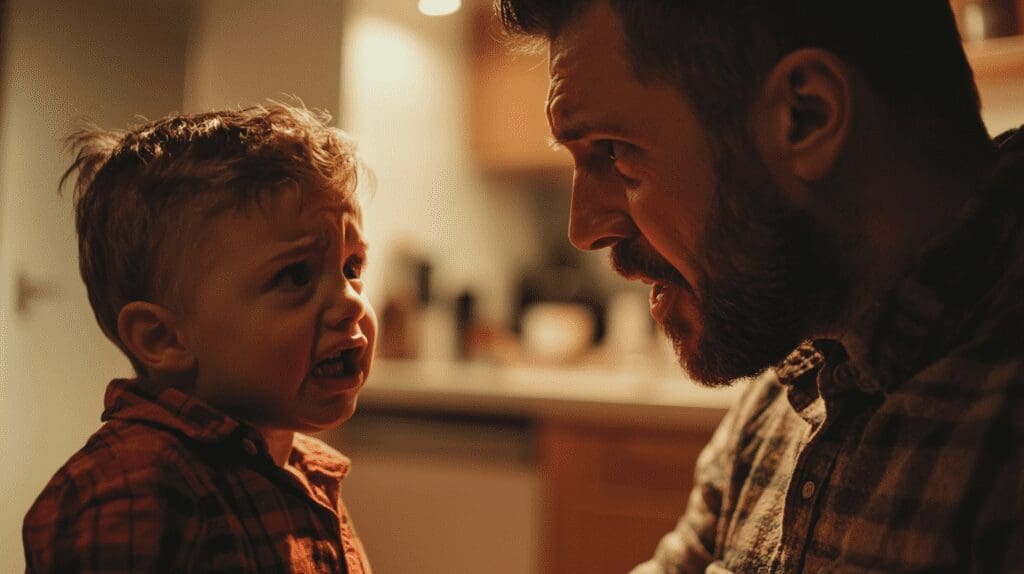 Father arguing in the kitchen about badmouthing