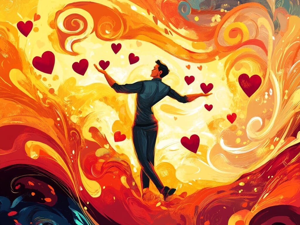 Colorful depiction of dating a Gemini man.
