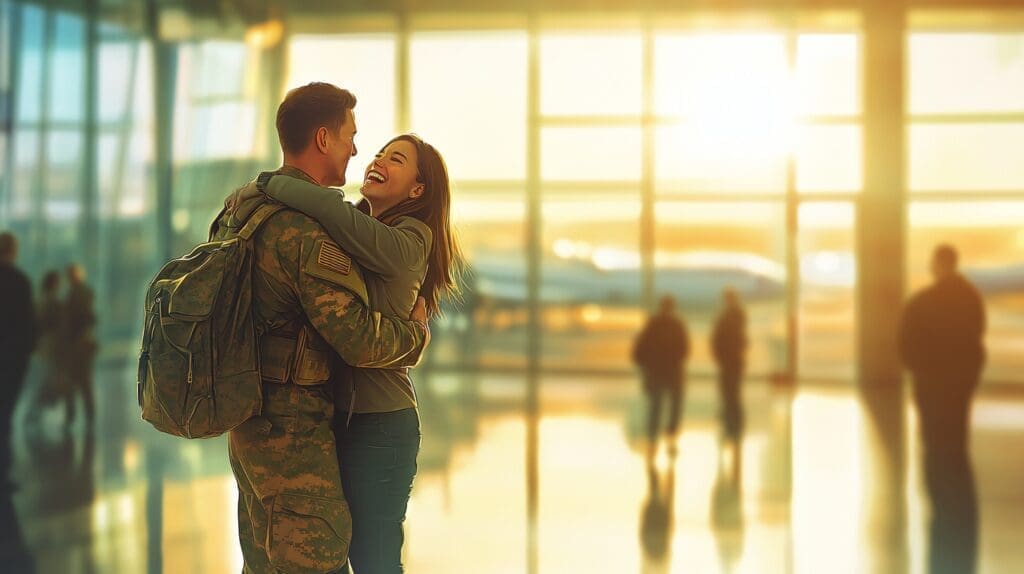 Military couple embraces The Unexpected Perks theme