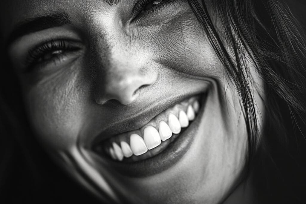 Smiling woman with bright white teeth closeup