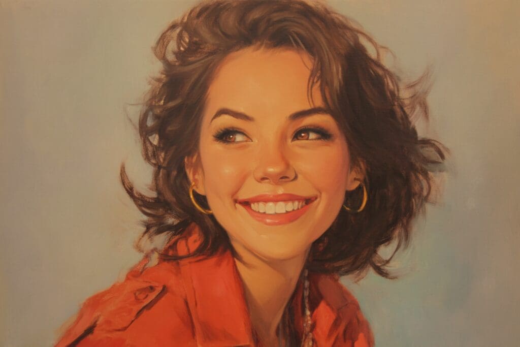 Smiling woman with short hair in portrait