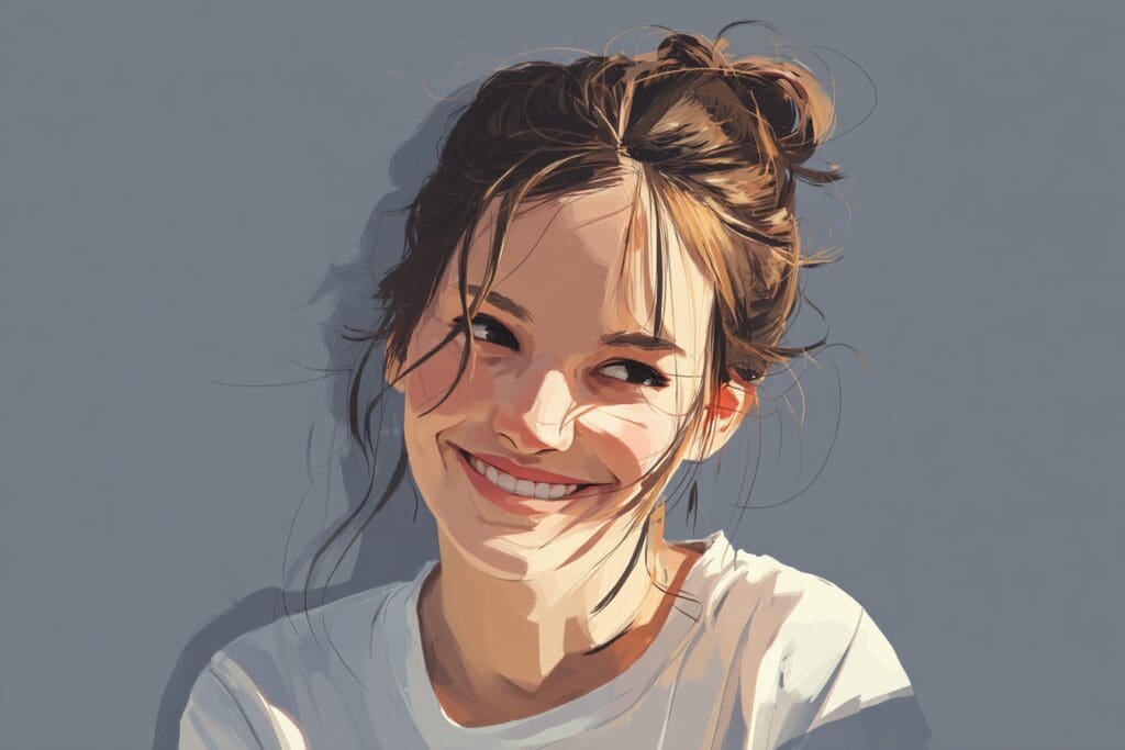Smiling woman with a casual hairstyle illustration