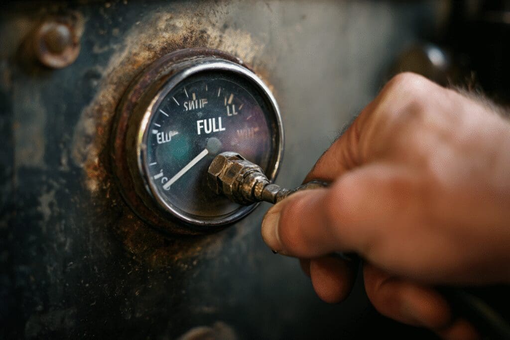 A hand pulling a cord to refill a swipe gauge explaining the FAQ on how to reset Bumble swipes