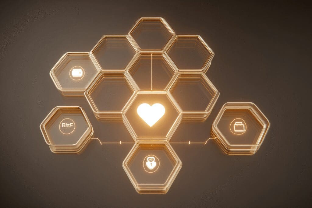 A honeycomb showing different modes answering the FAQ is Bumble a dating app and more