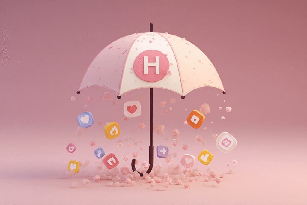 A large umbrella covering smaller app icons explaining who owns Hinge