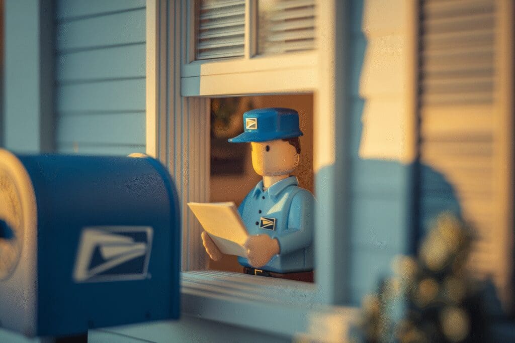 A mail carrier unable to see if a letter was read illustrating the answer to the FAQ does Bumble show read receipts