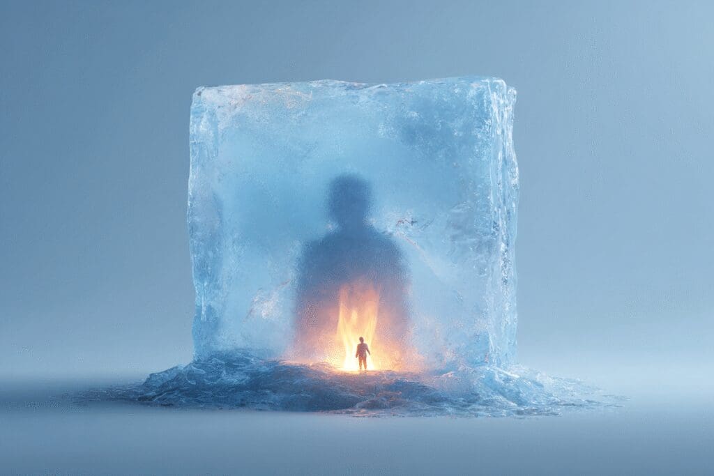 A profile icon frozen in ice that is slowly melting a metaphor for the FAQ on how long does a Hinge ban last