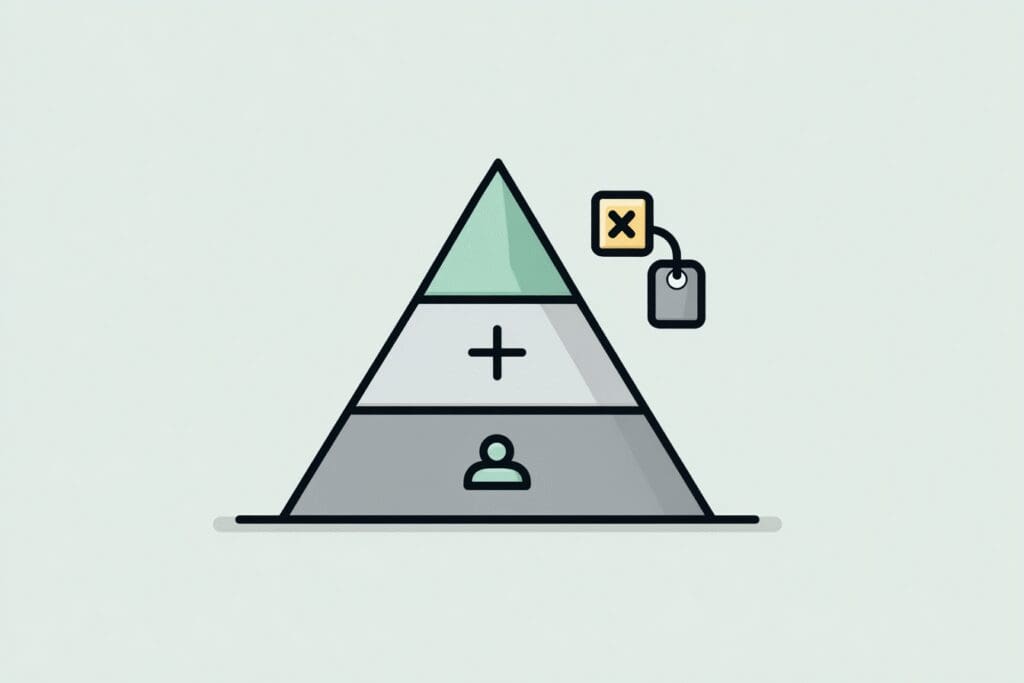 A pyramid of subscription tiers illustrating the answer to the FAQ on how much does Hinge cost