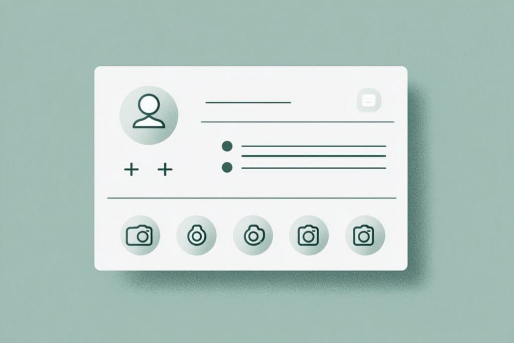 A recipe card with 6 camera icons answering the FAQ on how many pictures do you need for Hinge