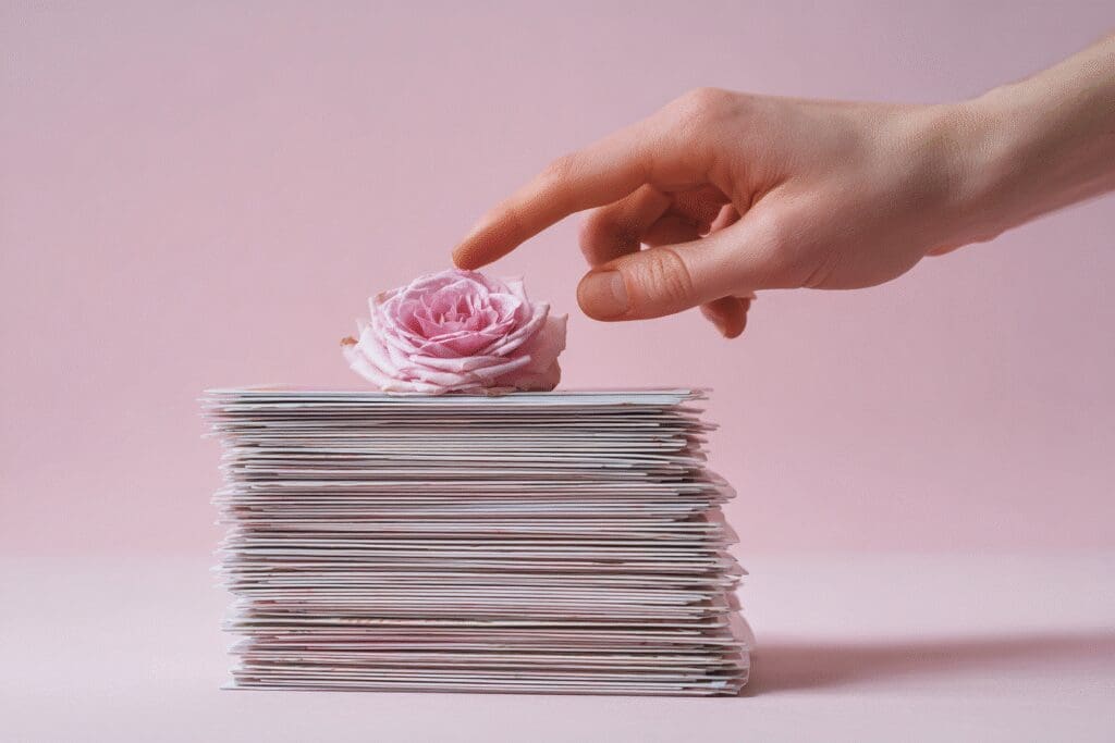 A rose moving a profile to the top of a stack explaining how do Roses work on Hinge