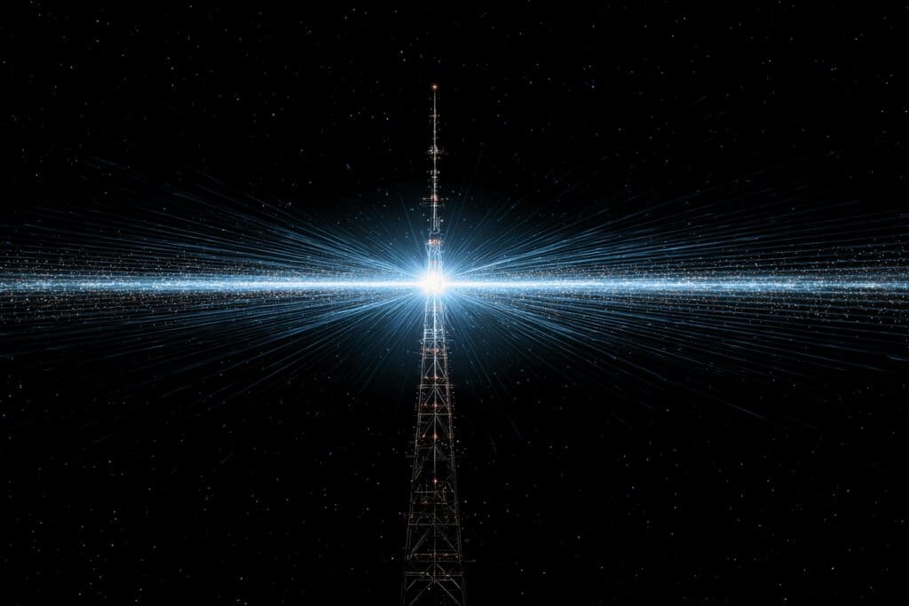 Two radio signals connecting illustrating the answer to the FAQ on how to get matches on Hinge