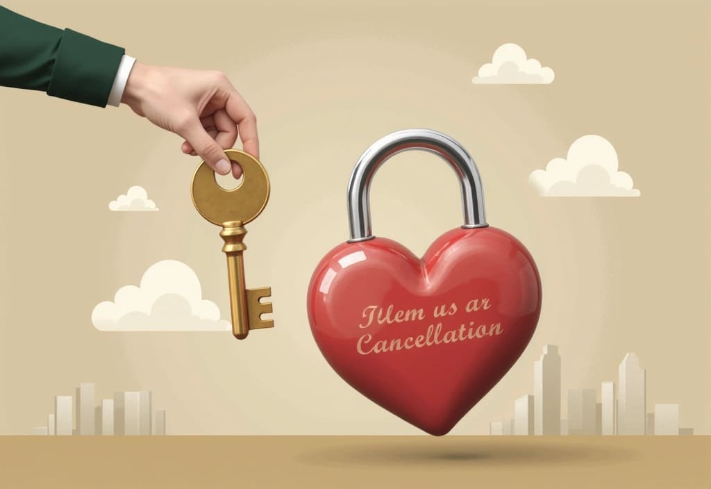 a key unlocking a heart-shaped padlock which illustrates how to cancel eharmony