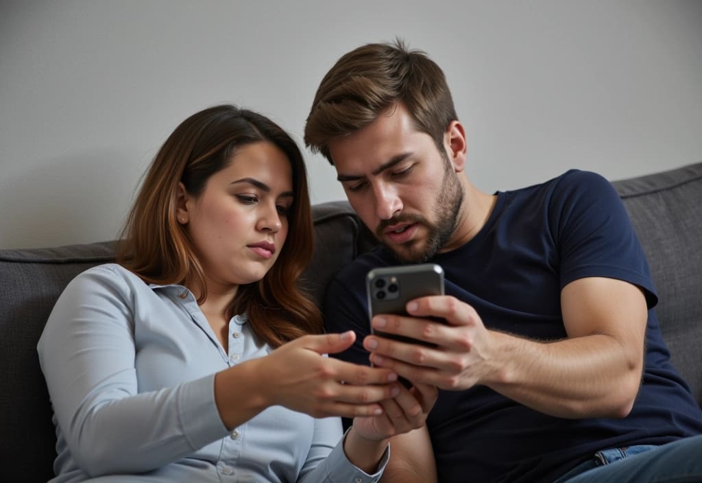 a man being secretive and hiding his phone screen from his partner one of the classic signs he is a player