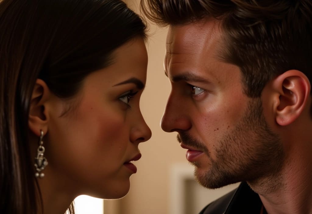 a man mirroring a womans body language with dilated pupils signaling strong attraction