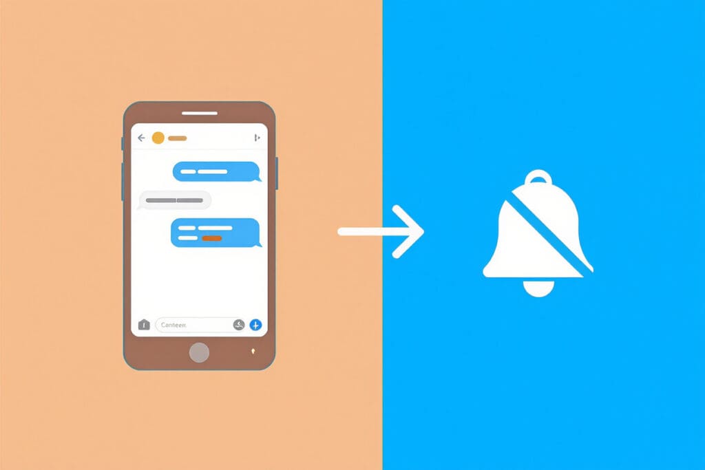 a screenshot icon next to a crossed-out notification bell illustrating that bumble does not alert screenshots